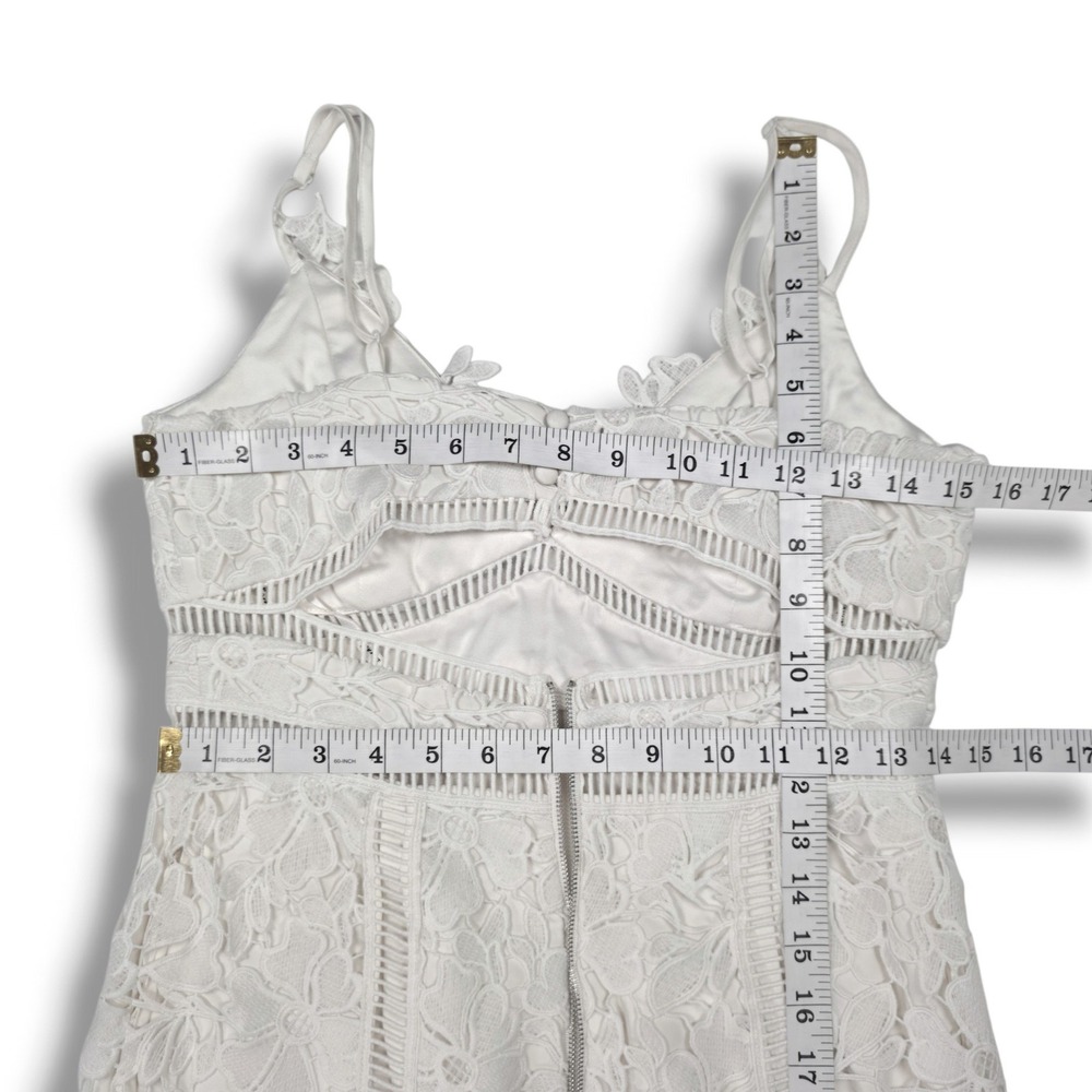 Bardot Botanica Floral Lace Midi Dress Ladder Trim Cutout Back Ivory Coquette 6 - Picture 10 of 11